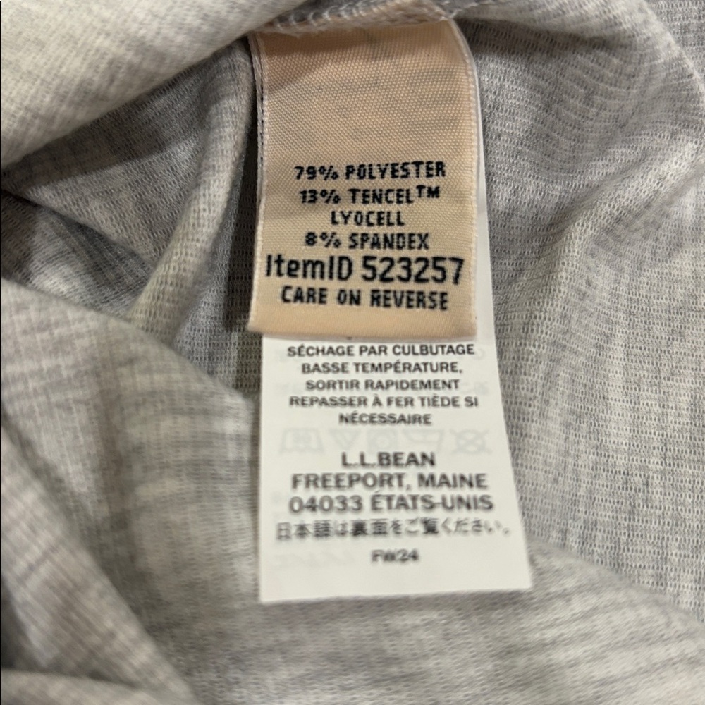 L.L. Bean Light Gray Split Neck Tee - image 8